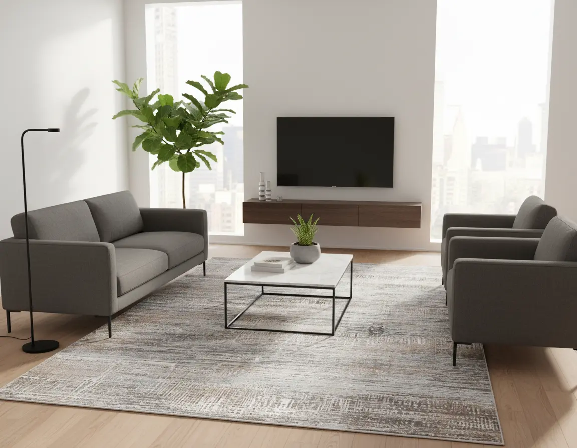 Tapete Moderno Gris con Diseño Abstracto Texturizado Render