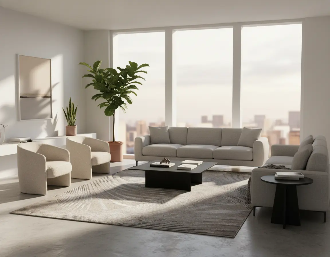 Tapete Moderno Neutro con Diseño Abstracto en Gris Oscuro Render