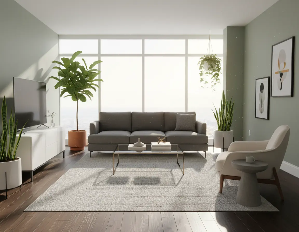 Tapete Moderno Neutro con Diseño Geométrico Texturizado Render