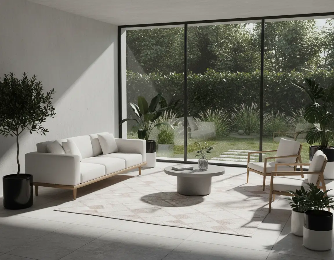 Tapete Moderno Neutro con Diseño de Diamantes en Café Render