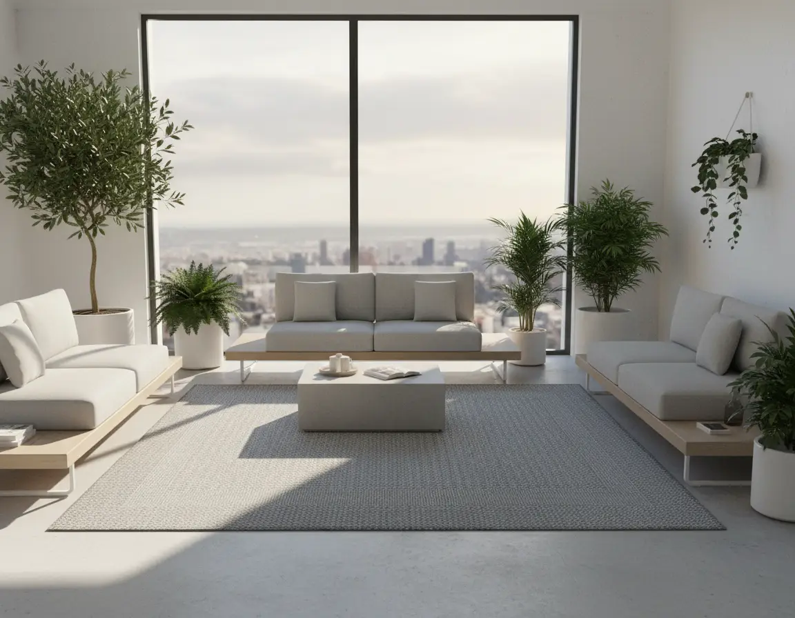 Tapete Moderno Gris con Textura Trenzada para Interiores Render