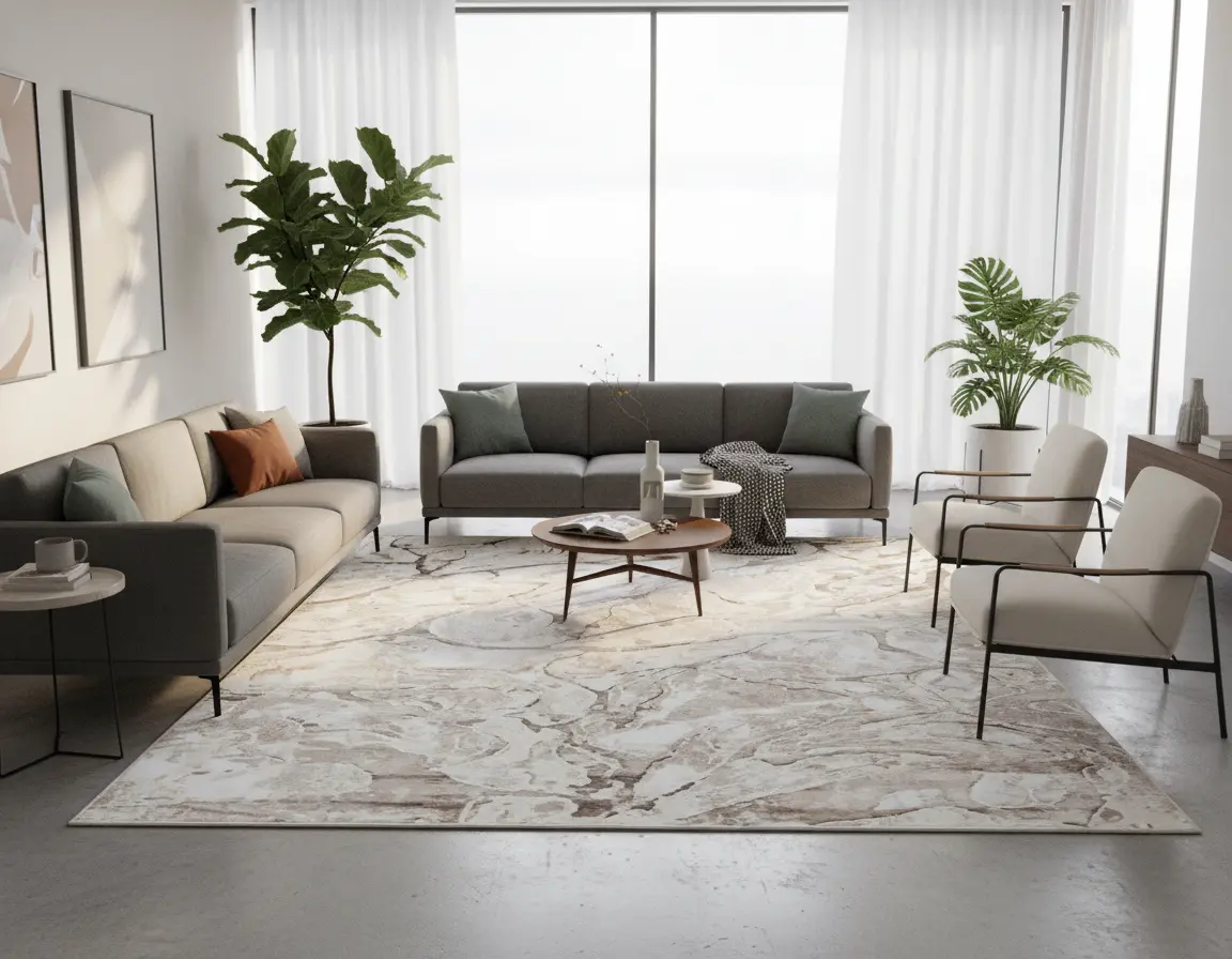 Tapete Moderno Neutro con Textura Abstracta en Café Render