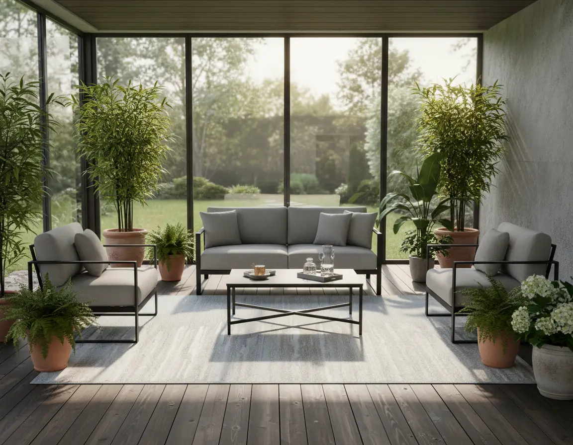 Tapete Moderno Gris con Diseño de Líneas en Neutro Render