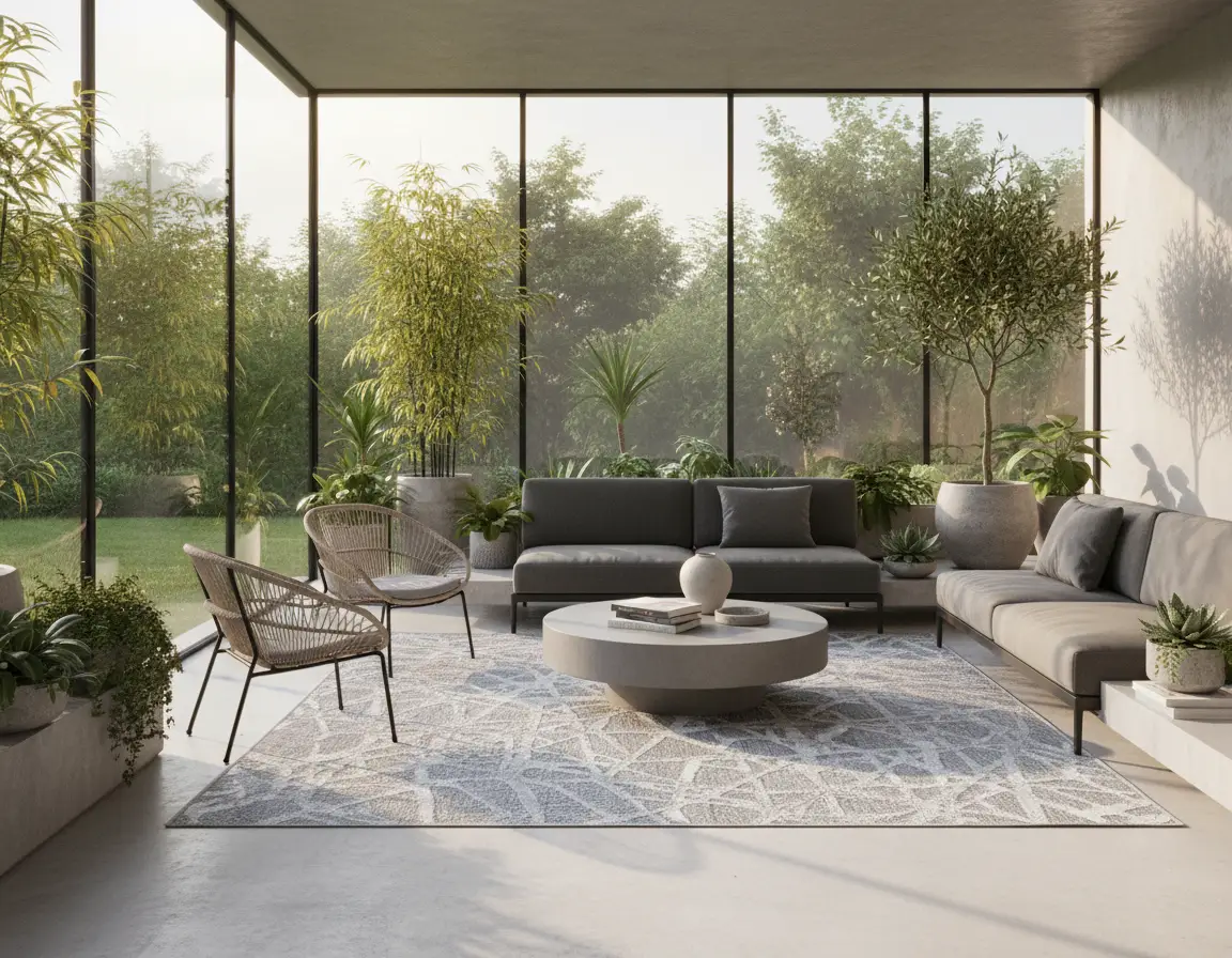 Tapete Moderno Gris con Diseño Abstracto en Plata Render