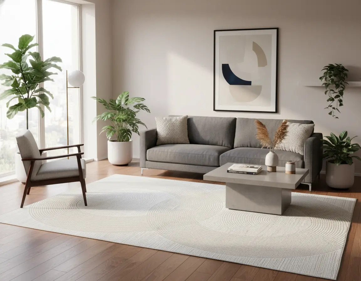 Tapete Moderno Neutro con Círculos Entrelazados Texturizados Render