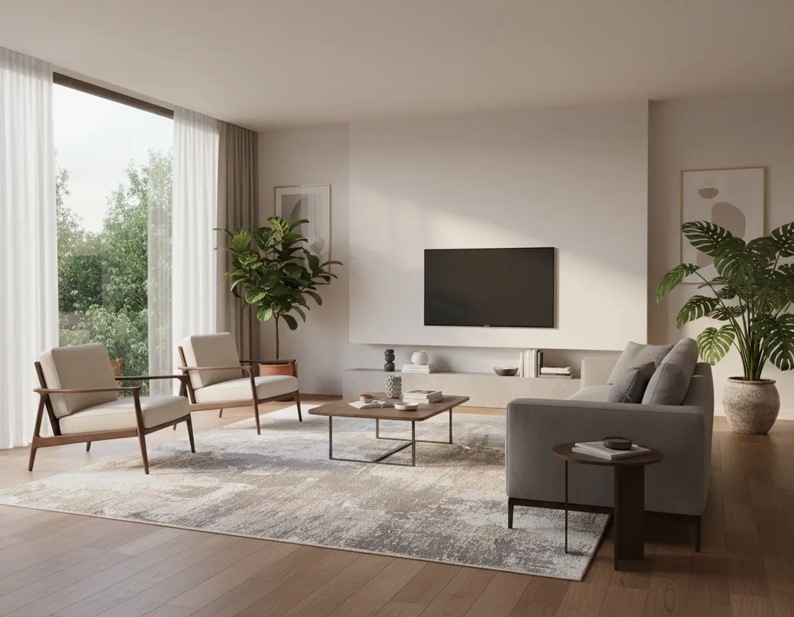 Tapete Moderno Neutro con Diseño Abstracto en Gris Render