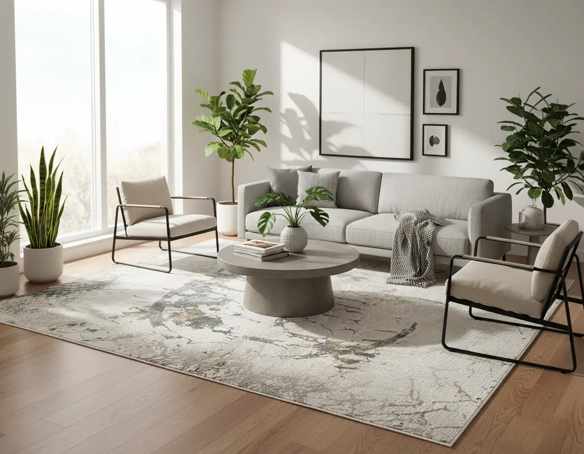 Tapete Moderno Neutro con Diseño Abstracto en Gris Oscuro Render