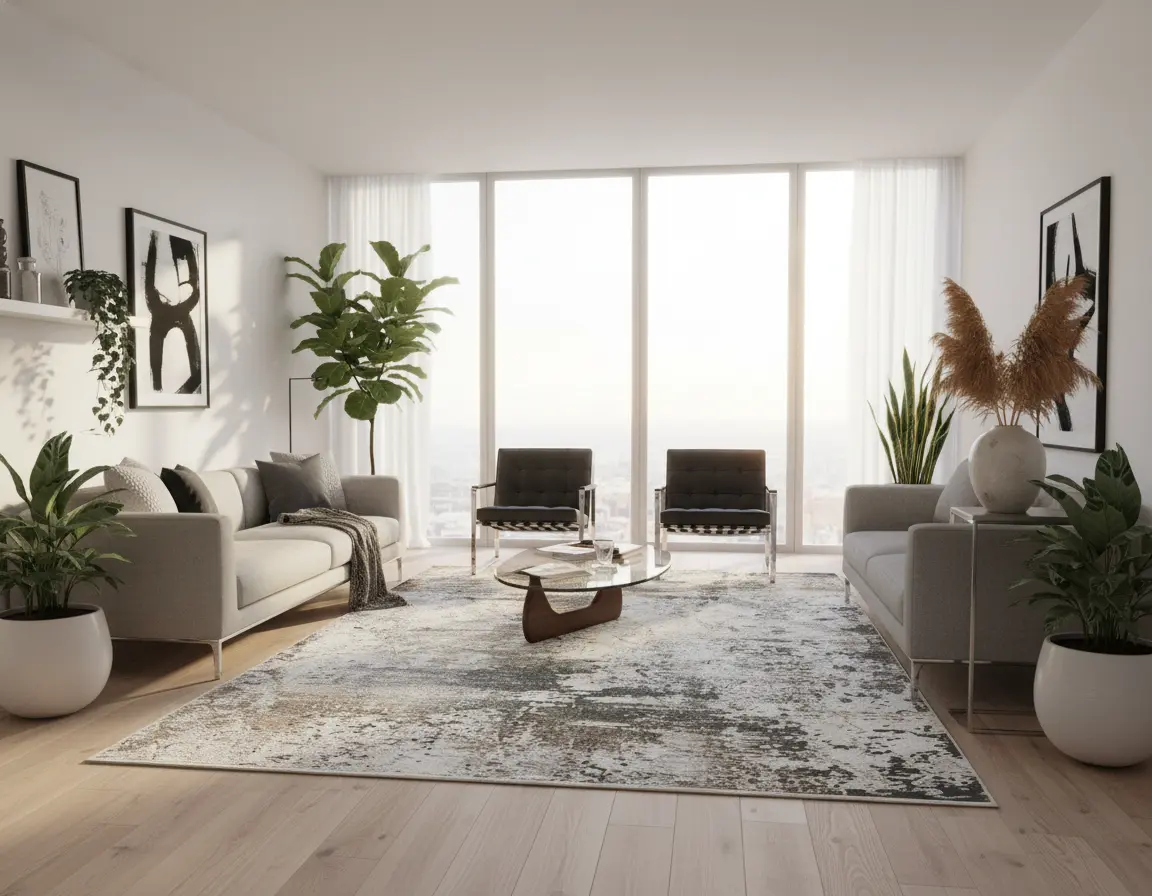 Tapete Moderno Neutro con Diseño Abstracto en Gris Oscuro Render