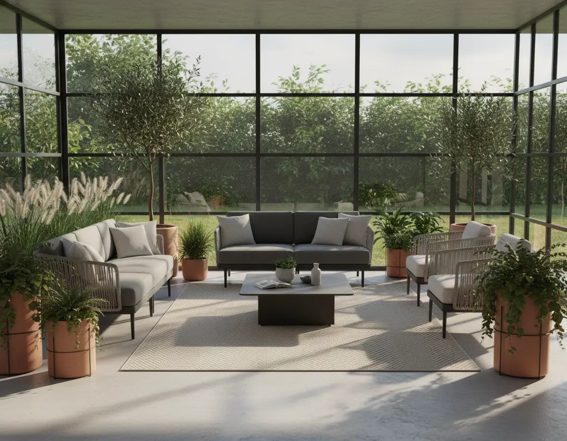 Tapete Moderno Neutro con Diseño Chevron Render