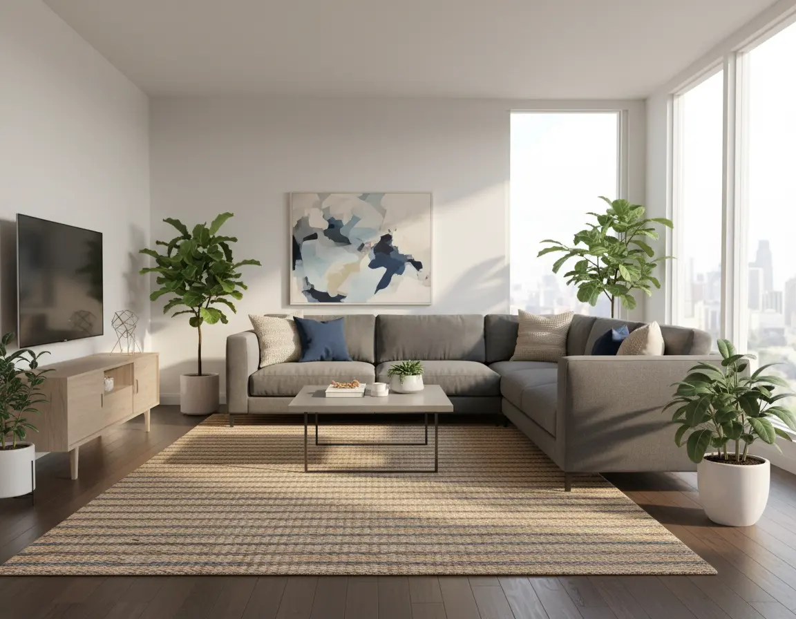 Tapete Texturizado Neutro con Diseño a Rayas en Gris Oscuro Render