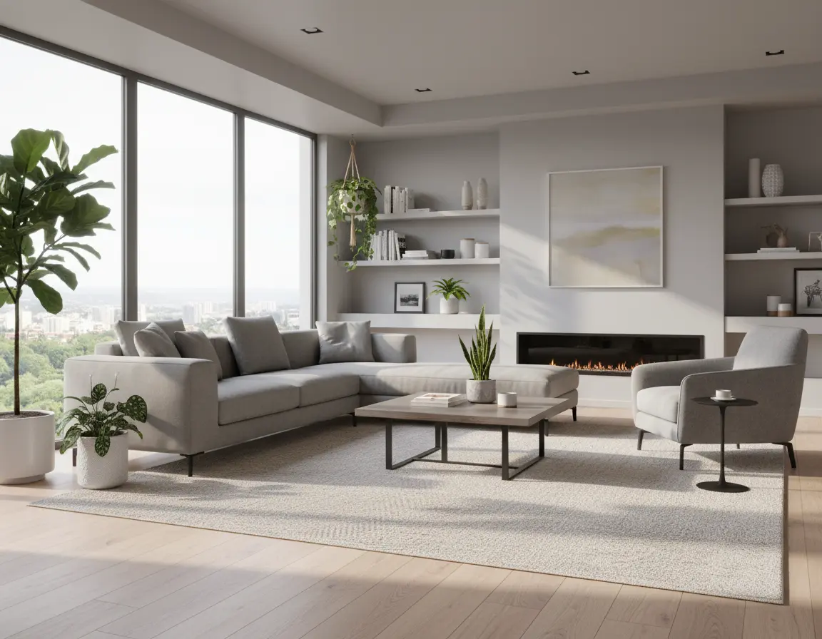 Tapete Texturizado Neutro con Diseño Sutil para un Ambiente Cálido Render