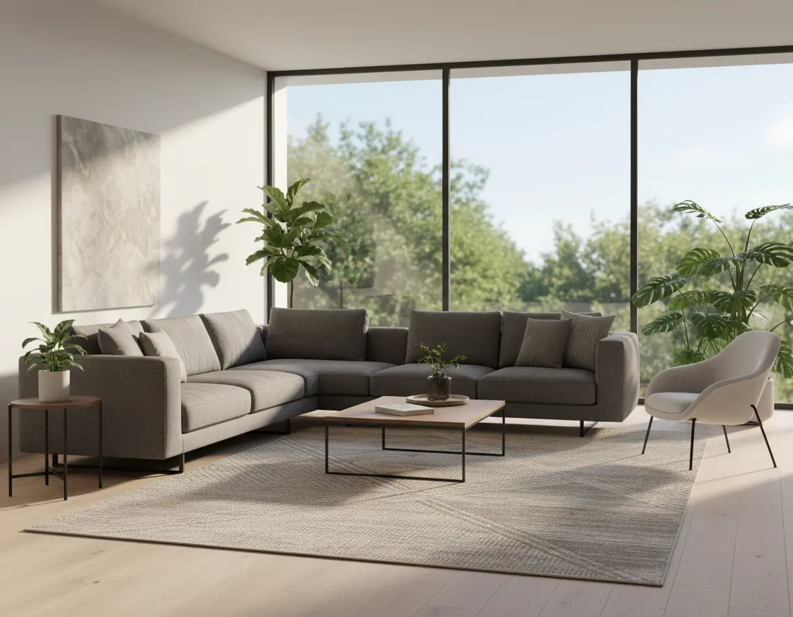 Tapete Moderno Neutro con Diseño Geométrico en Gris Render