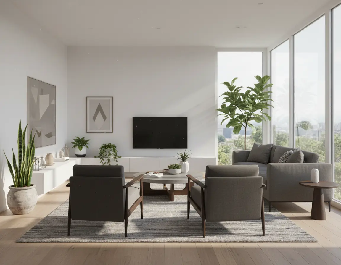 Tapete Moderno Gris con Textura Lineal Render