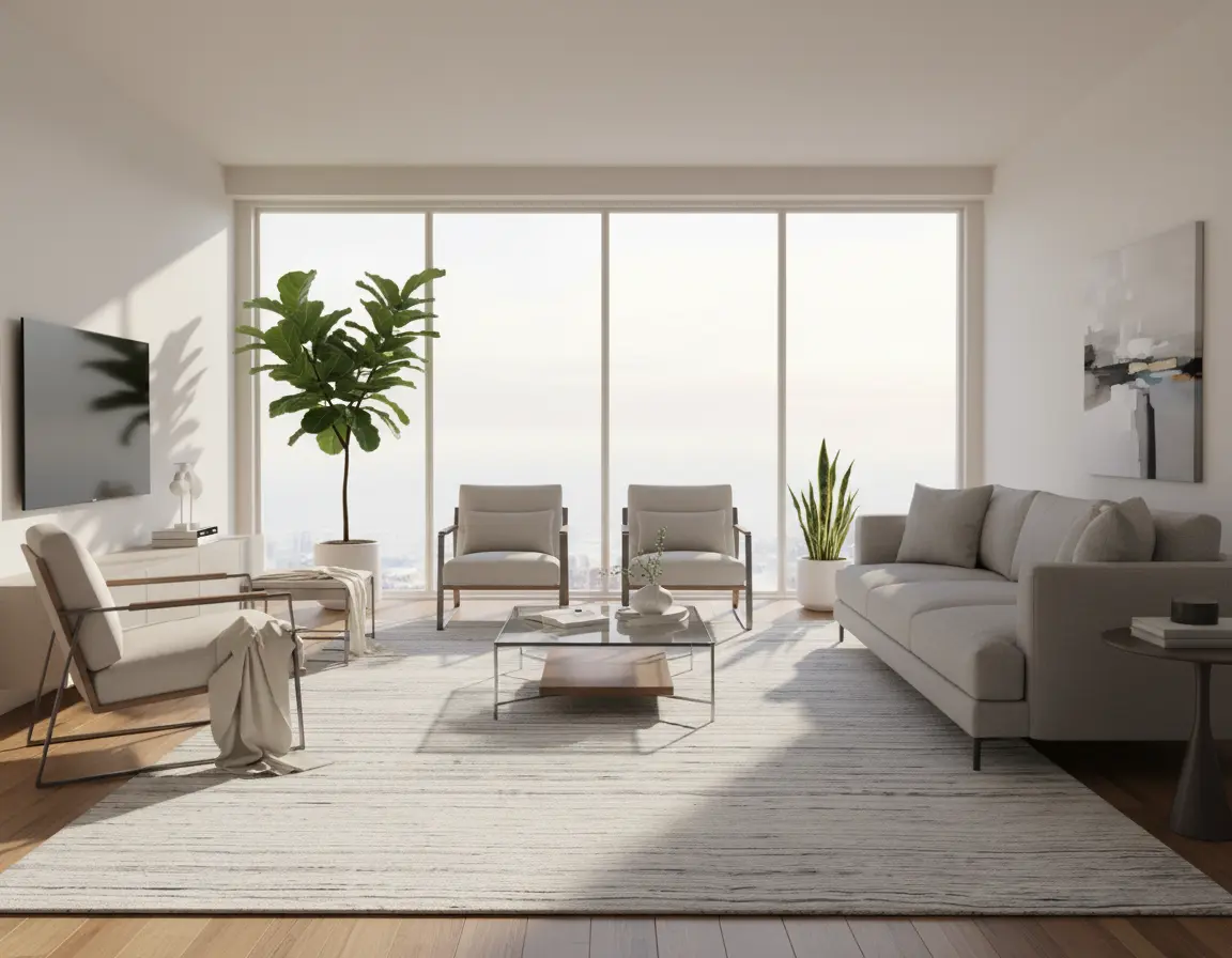 Tapete Moderno Neutro con Diseño de Rayas en Gris Oscuro Render