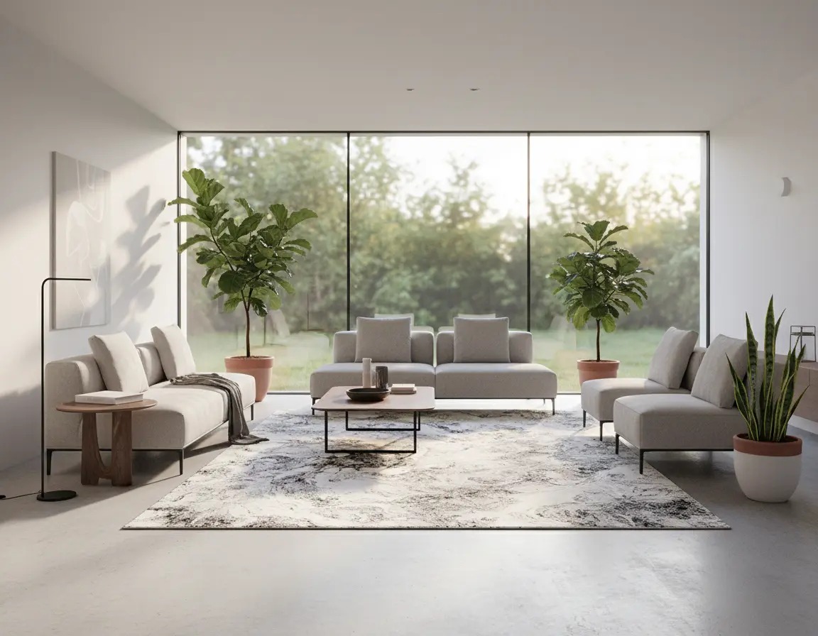 Tapete Moderno Neutro con Diseño Abstracto en Gris Oscuro Render