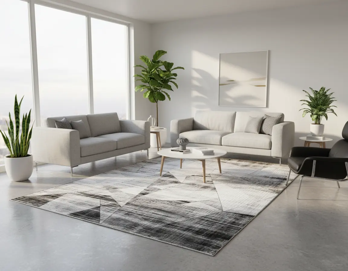 Tapete Moderno Gris con Diseño Geométrico en Gris Oscuro Render