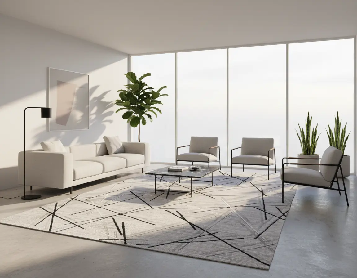 Tapete Moderno Gris con Diseño Abstracto en Gris Oscuro Render