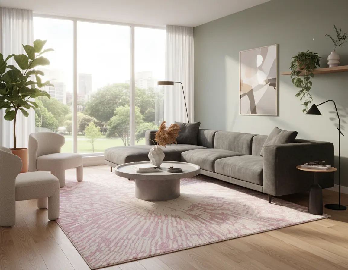 Tapete Floral Rosa con Textura Suave para Espacios Acogedores Render